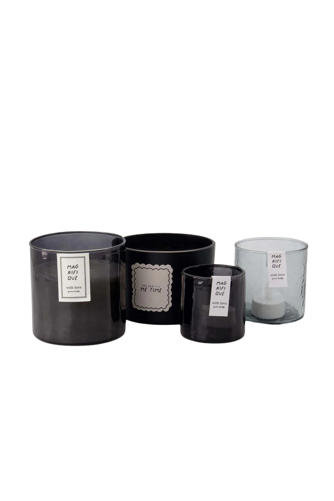 Zusss | Waxinelichthouder gehamerd glas grijs