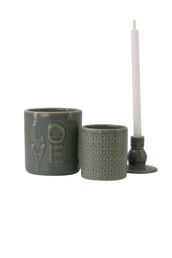 Zusss | Geurkaars keramiek hartjes donkergroen