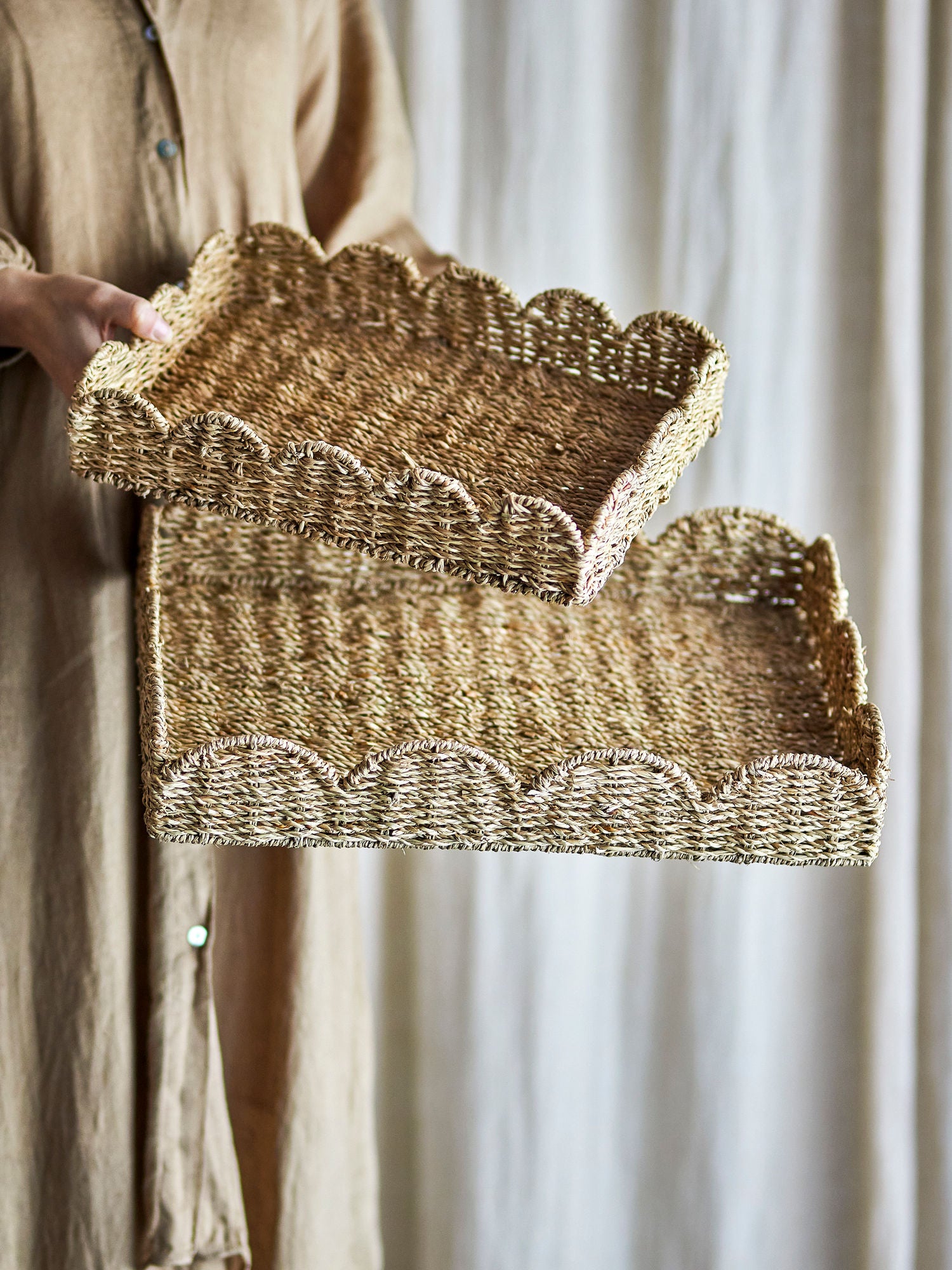 Bloomingville Brea Dienblad zeegras set van 2