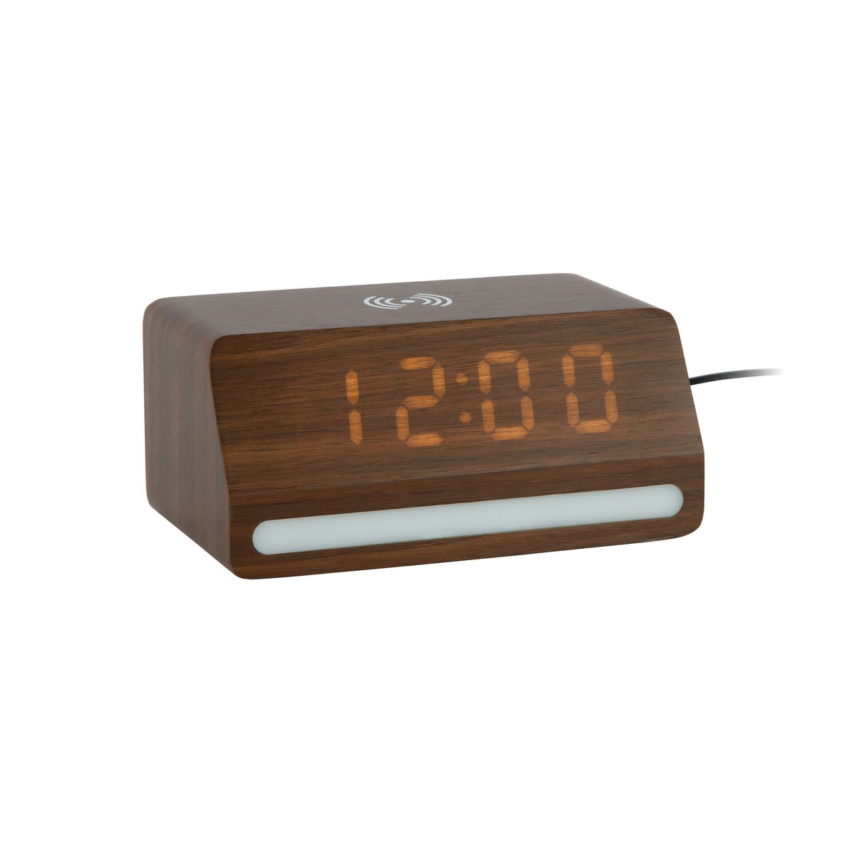 Karlsson Wekker Retro met licht-LED Donker hout