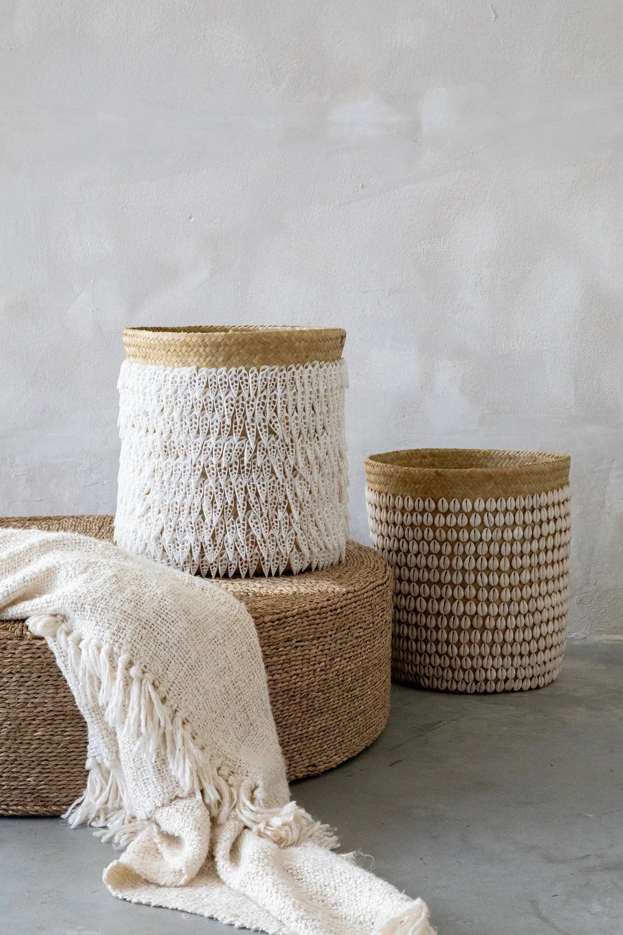Bazar Bizar Pandan Mand Schelpen wit