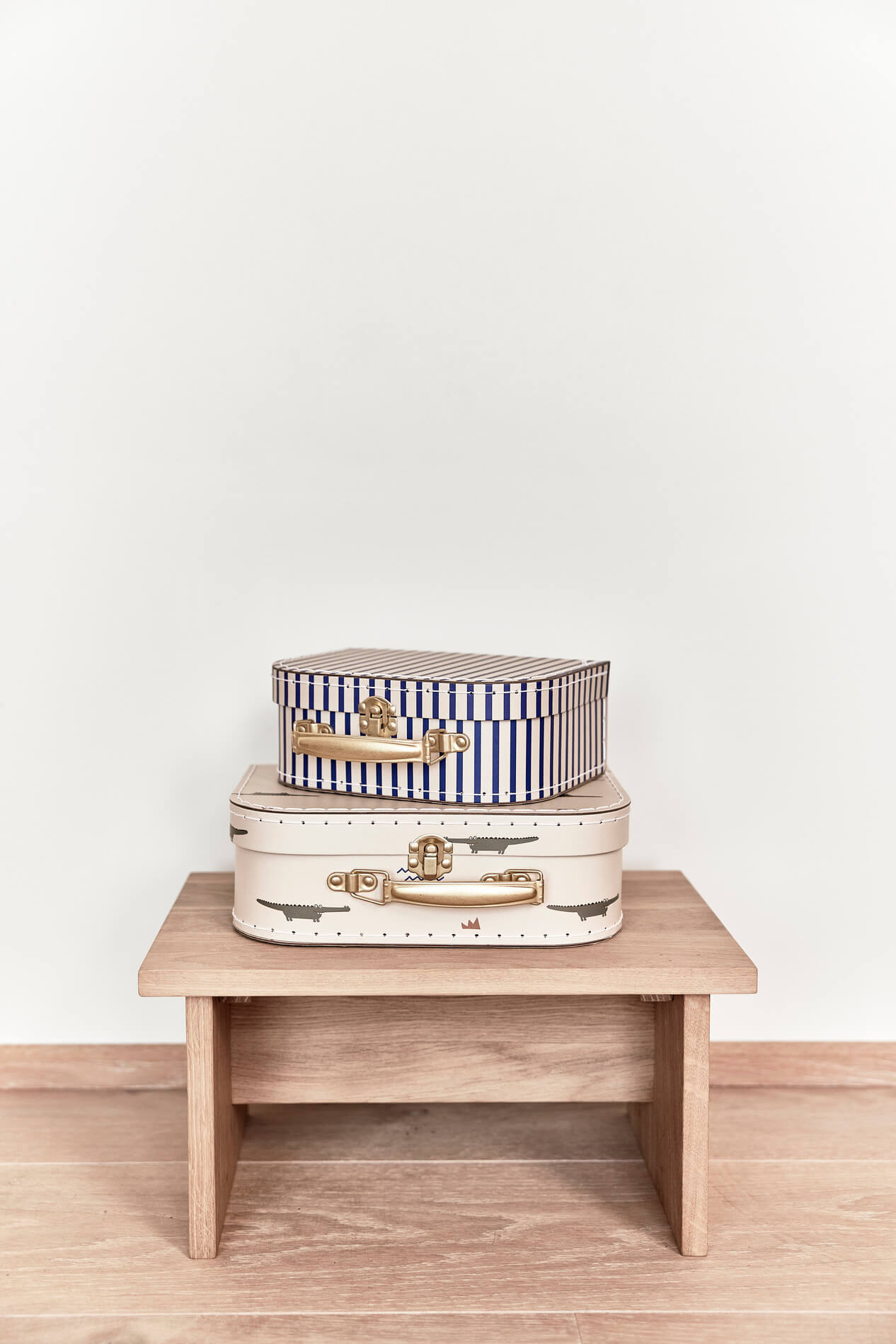 OYOY MINI Decoratieve Koffertjes Krokodil & Streep - Set van 2
