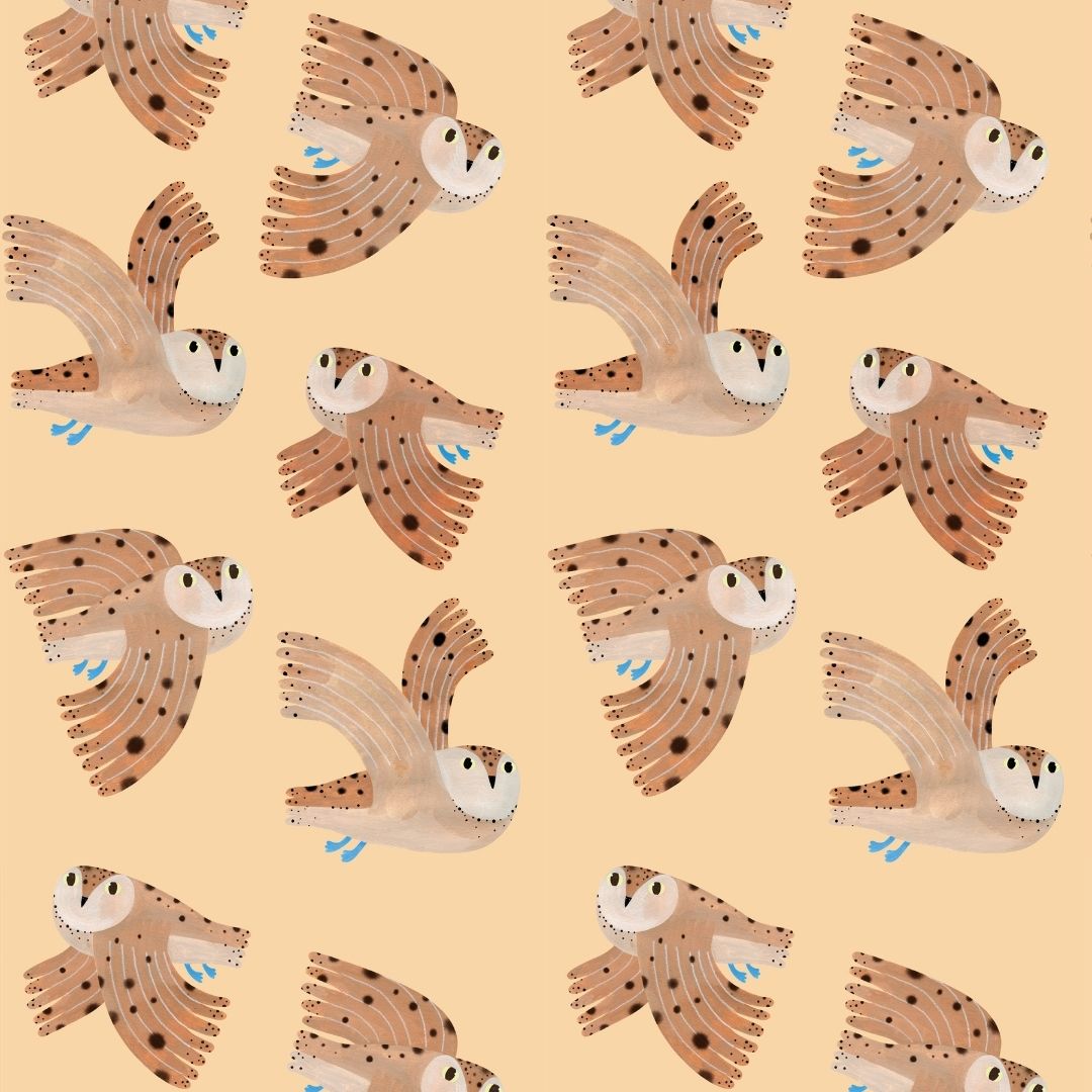 Meet me at the Wall Behang Owl creme | Aniek Bartels