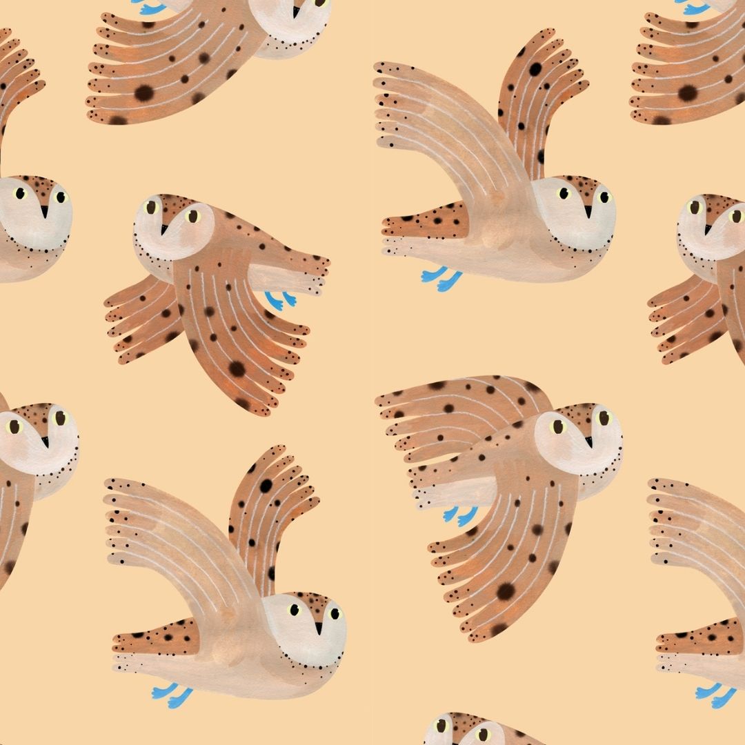 Meet me at the Wall Behang Owl creme | Aniek Bartels