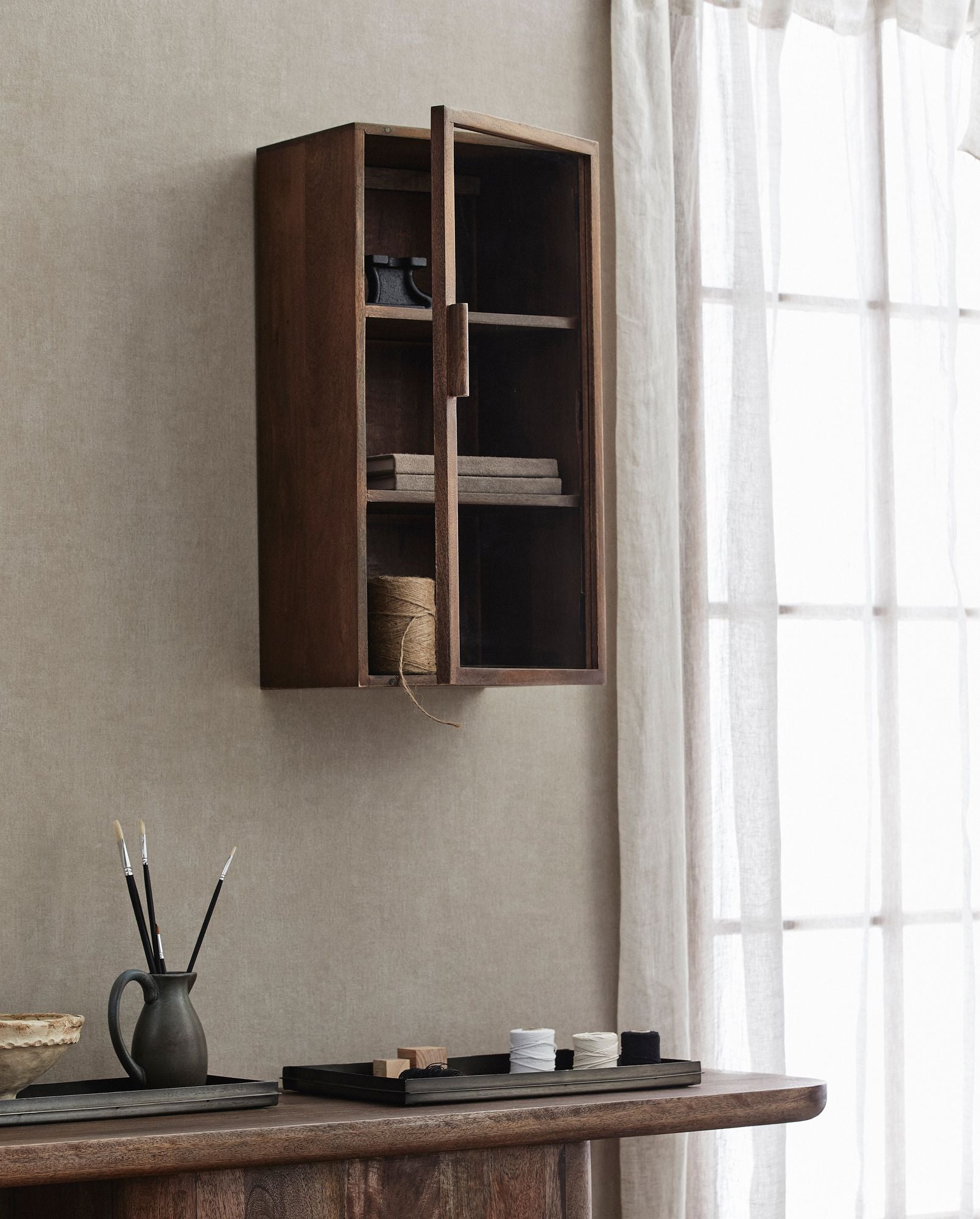 Nordal Houten Wandkastje Nango Donkerbruin 30x60cm