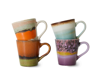 HK Living | 70's servies espressomokjes Retro set van 4