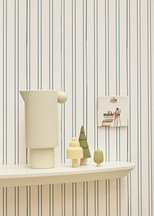 Bibelotte | Behang Gestreept petrol