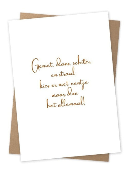 Jots |  Wenskaart geniet dans schitter