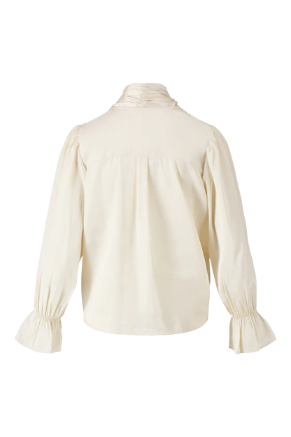 Zusss | Satijnen top met strik beige