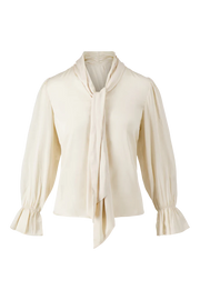 Zusss | Satijnen top met strik beige