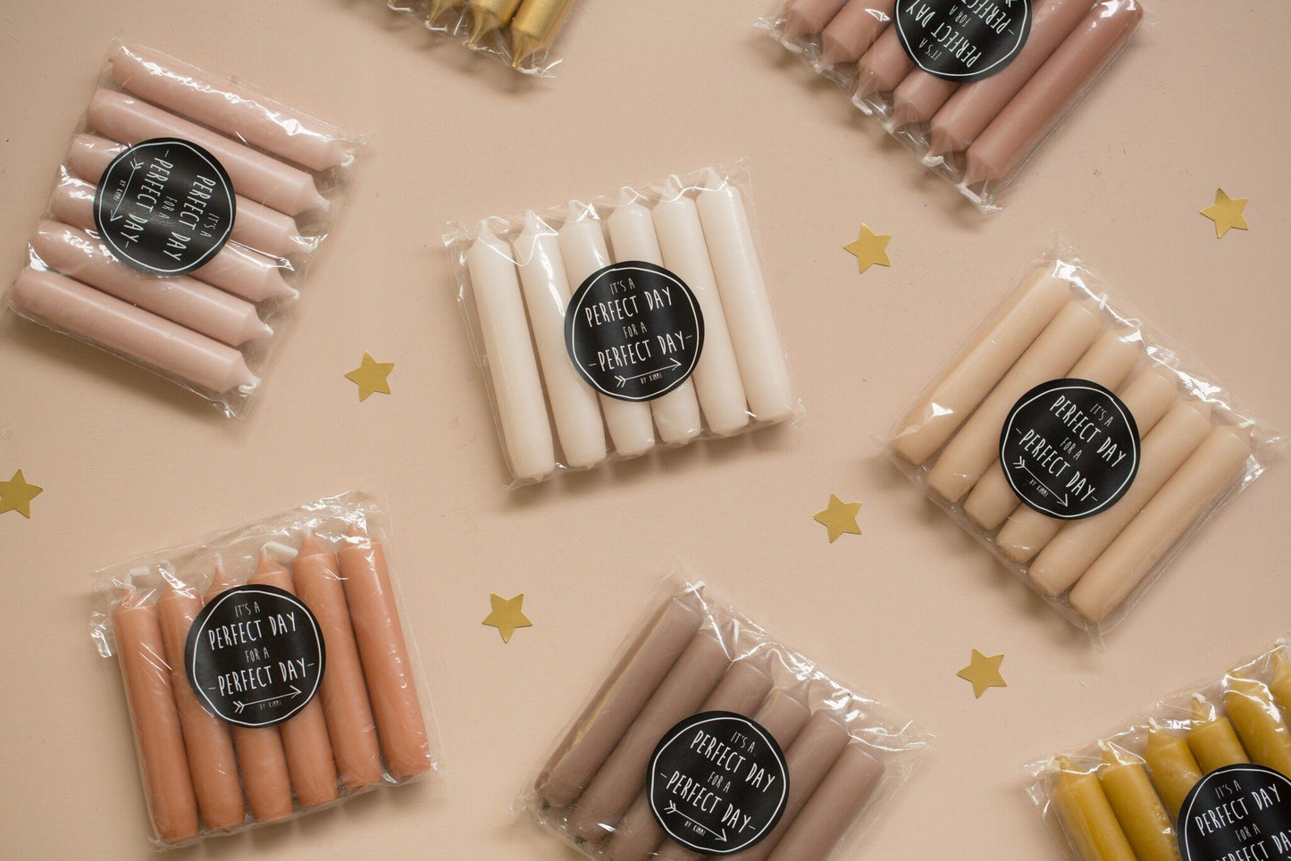 Rustiklys | Korte dinerkaarsjes stone (6st)