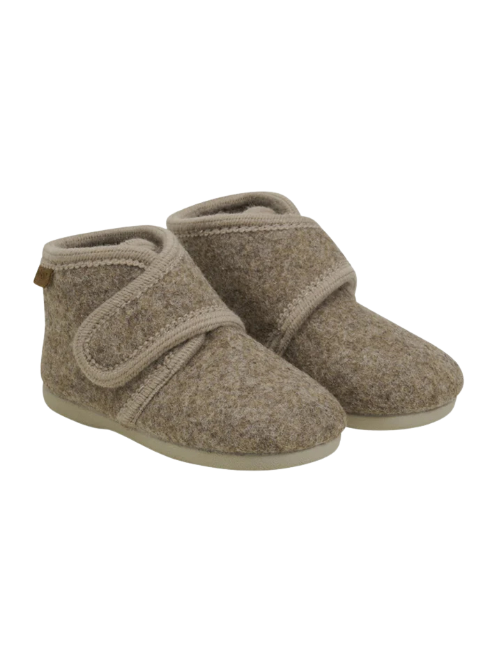 Enfant | Sloffen wol velcro walnut melange