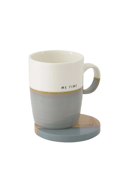 Zusss | Onderzetters me time grijsblauw set van 2