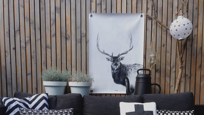 VM | Tuinposter hert zwart wit