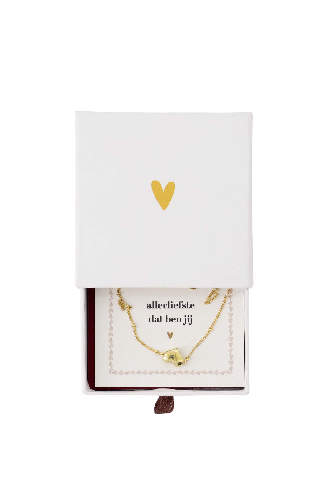 Zusss | Ketting hartje in schuifdoosje wit