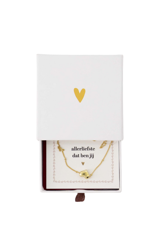 Zusss | Ketting hartje in schuifdoosje wit