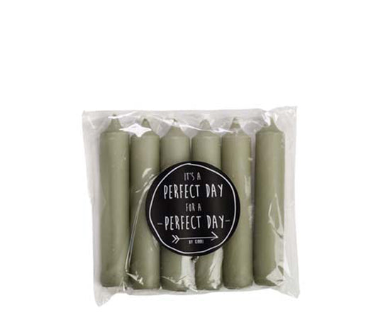 Rustiklys | Kurze Dinnerkerzen Eukalyptus (6 Stück)