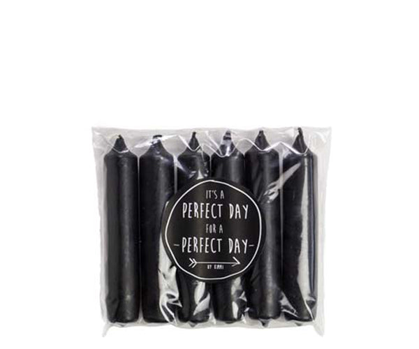 Rustiklys | Kurze schwarze Dinnerkerzen (6 Stück)