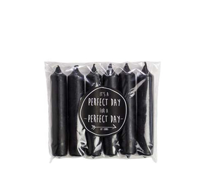 Rustiklys | Kurze schwarze Dinnerkerzen (6 Stück)