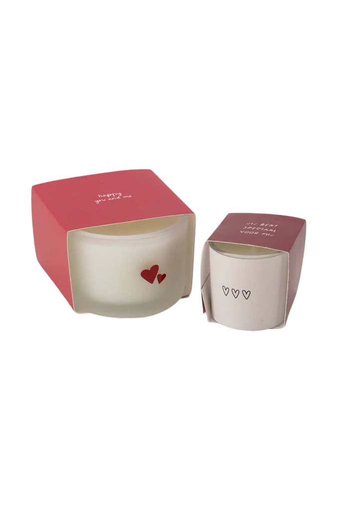 Zusss | Geurkaars in wikkel happy you and me wit/rood