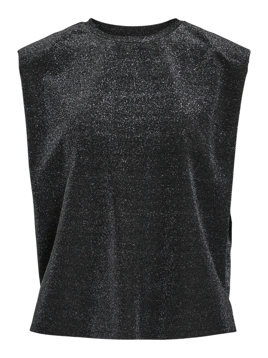 Vila | Top Glitenna schwarz silber 