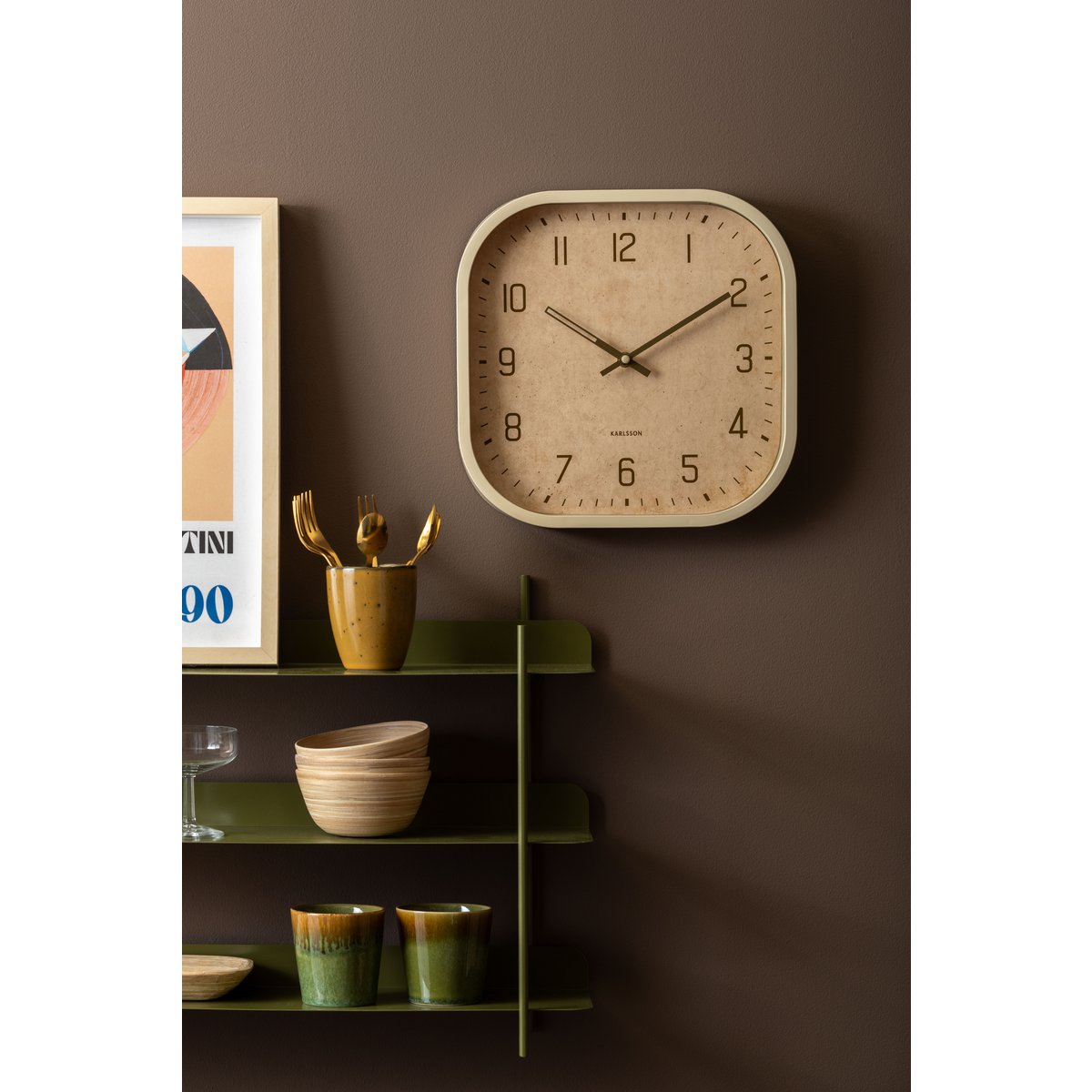 Karlsson Wandklok Cuadrado Vierkant Beige