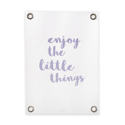 VM | Tuinposter wit paars enjoy the little things
