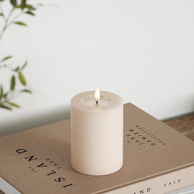 Deluxe Homeart | LED Kaars taupe/roze 7.5x10cm