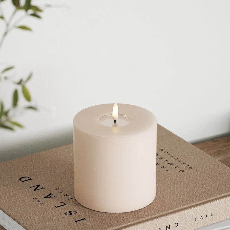 Deluxe Homeart | LED Kaars taupe/roze 10x10cm