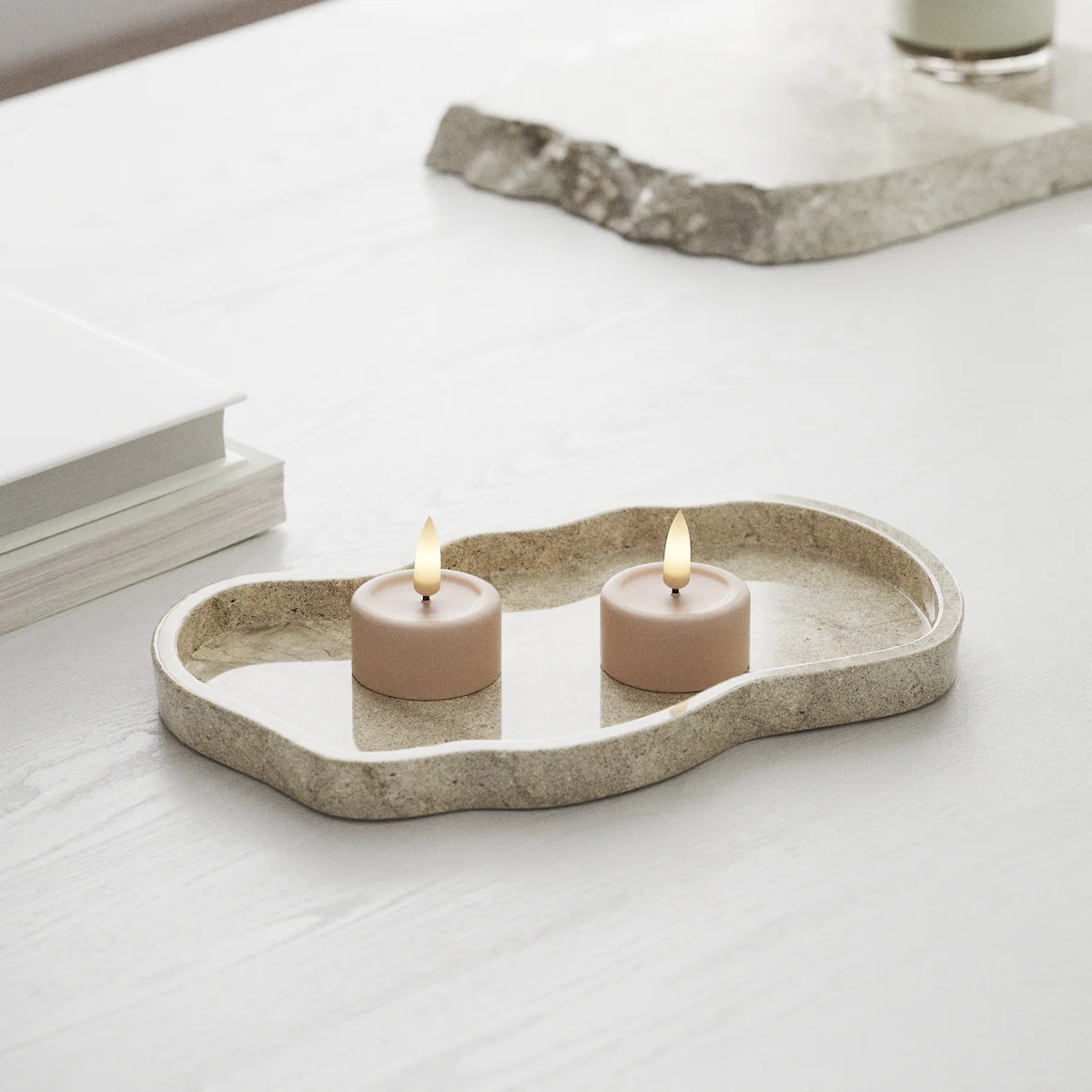 Deluxe Homeart | LED theelicht taupe/roze | 2stuks