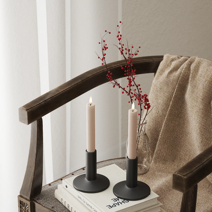 Deluxe Homeart | Led dinerkaars taupe/roze 15 cm | 2stuks