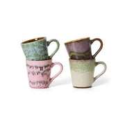 HK Living | 70's servies espressomokjes Brutalism set van 4