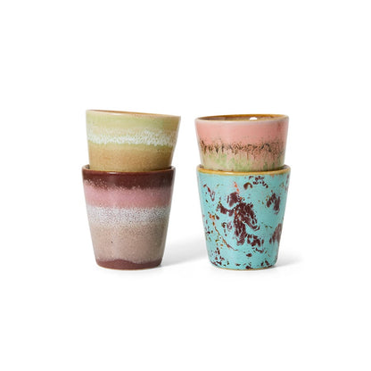 HK Living | 70's servies ristrettomokjes Futurism set van 4