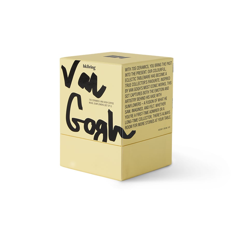 HK Living | 70's servies Inspired by Van Gogh koffiekopje sunflowers set van 2