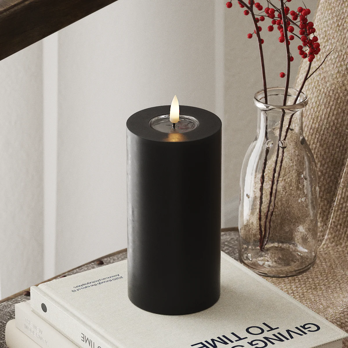 Deluxe Homeart | LED Kaars zwart 7.5x15cm