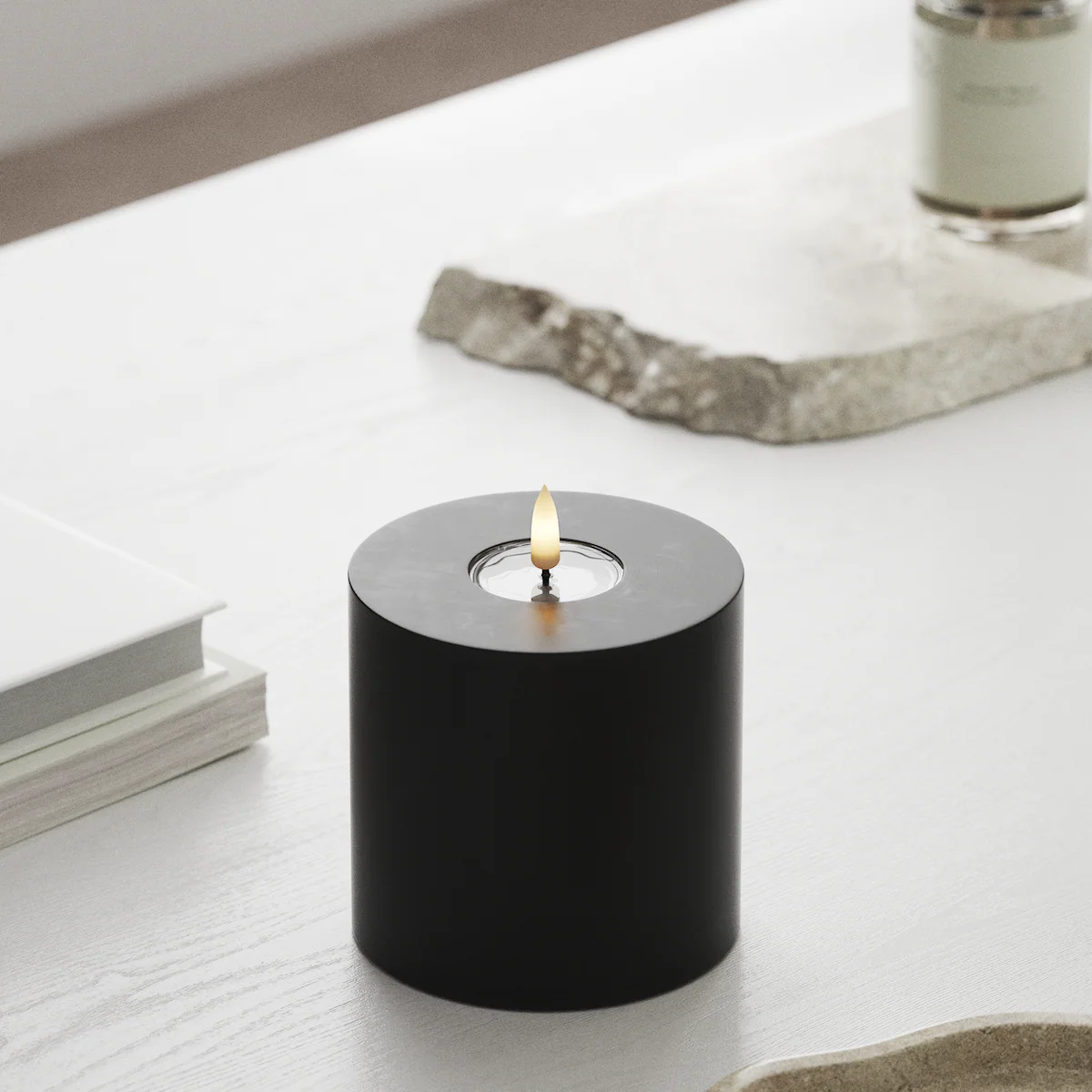 Deluxe Homeart | LED Kaars zwart 10x10cm