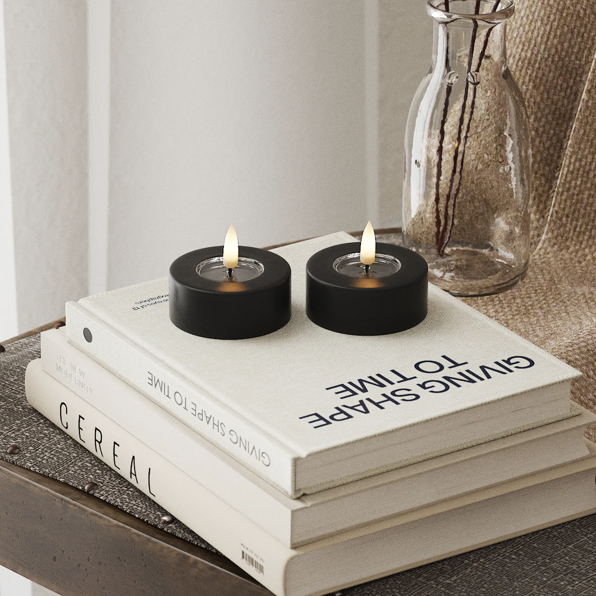 Deluxe Homeart | LED theelicht jumbo zwart | 2stuks