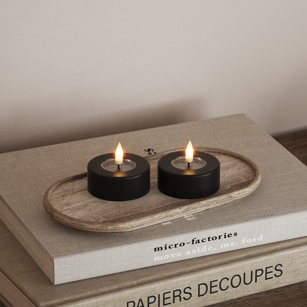 Deluxe Homeart | LED theelicht jumbo zwart | 2stuks