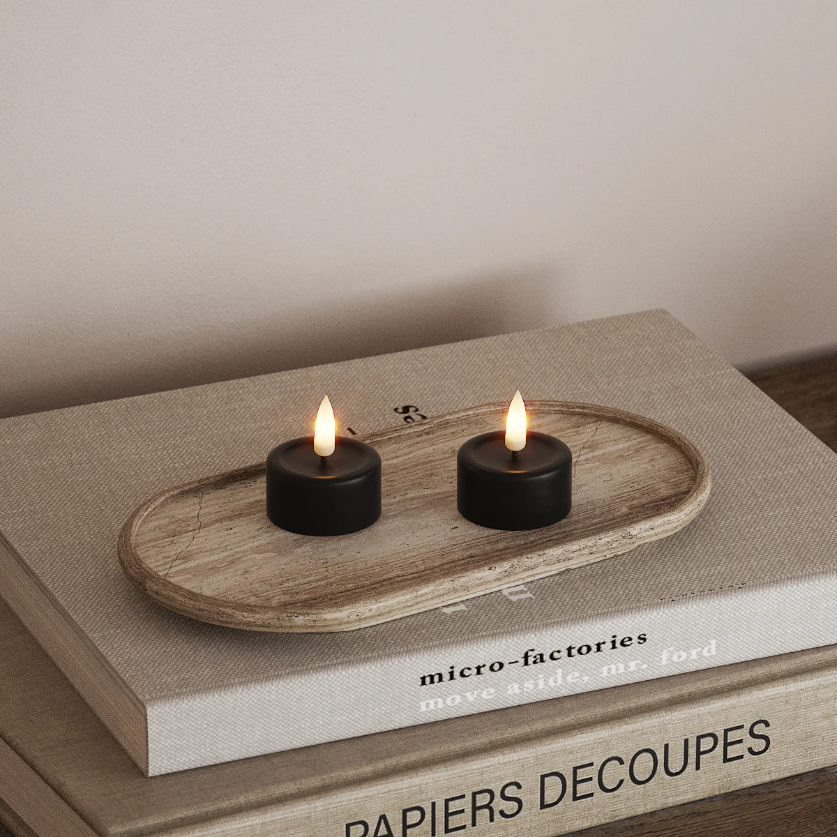 Deluxe Homeart | LED theelicht zwart | 2stuks