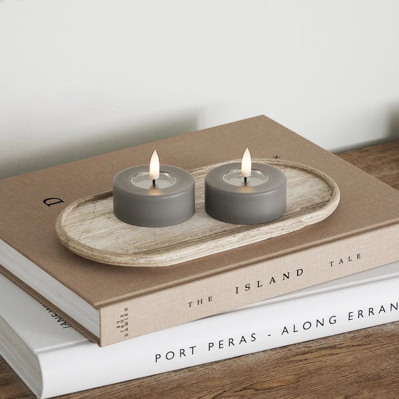 Deluxe Homeart | LED theelicht jumbo grijs | 2stuks