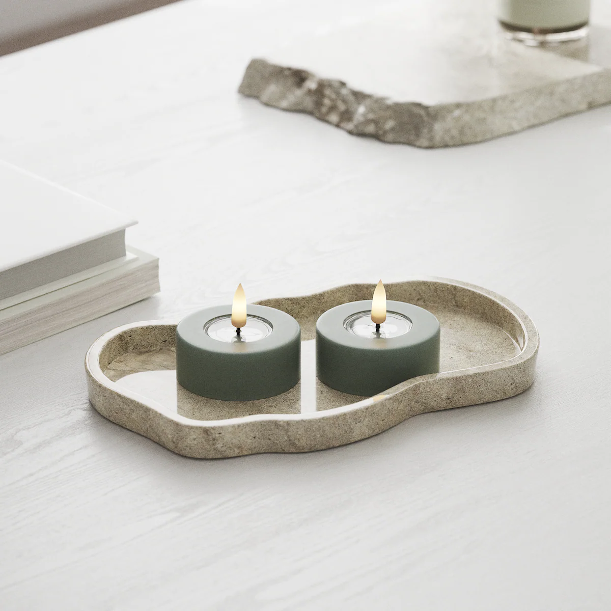 Deluxe Homeart | LED theelicht jumbo saliegroen | 2stuks