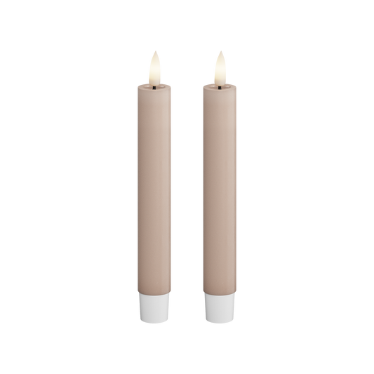 Deluxe Homeart | Led dinerkaars taupe/roze 15 cm | 2stuks
