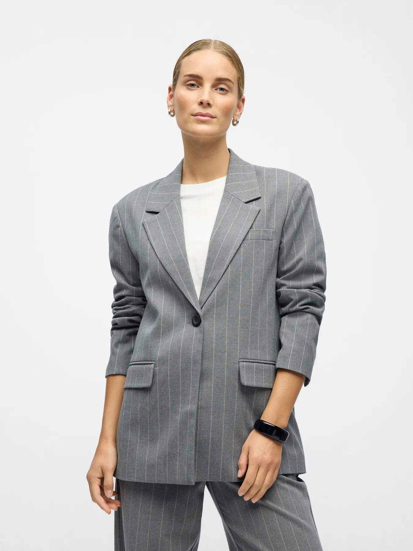 Object | Blazer met krijtstreep Lisa grijs