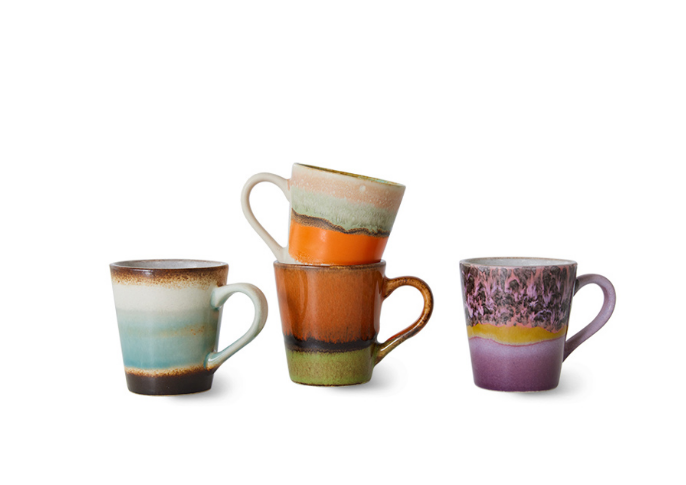 HK Living | 70's servies espressomokjes Retro set van 4
