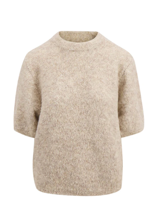 Zusss | Boucle trui met ronde hals beige