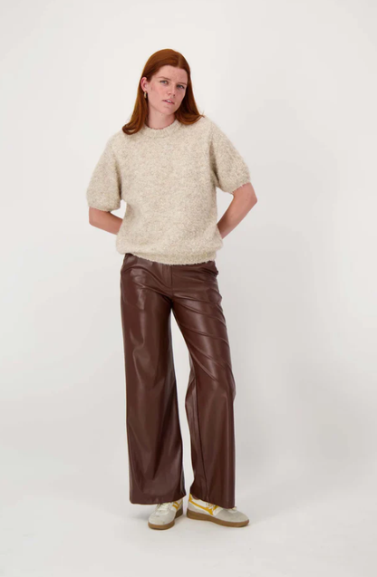 Zusss | Boucle trui met ronde hals beige