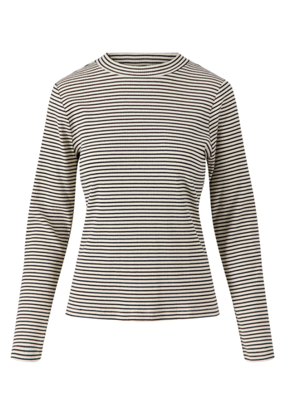 Zusss | Top rib met streep zwart