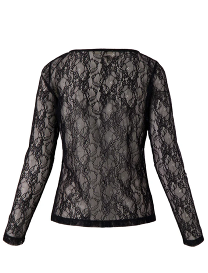 Zusss | Schwarzes Spitzentop mit U-Boot-Ausschnitt