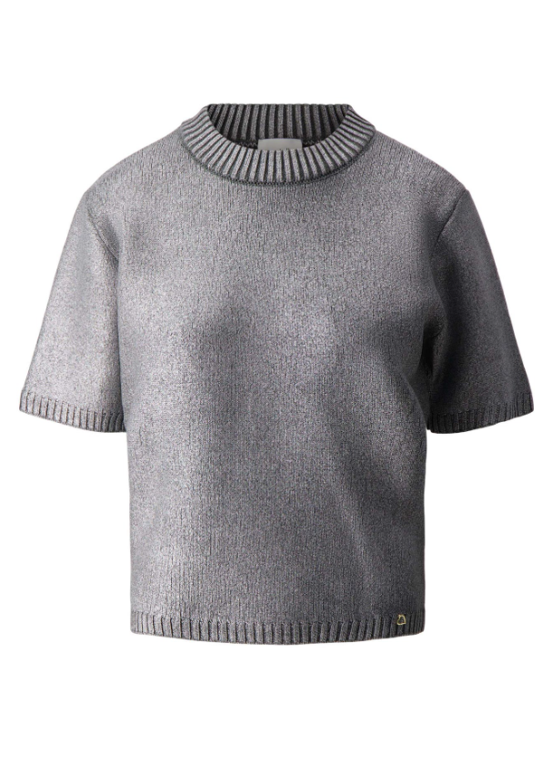 Zusss | Kurzarmpullover silber