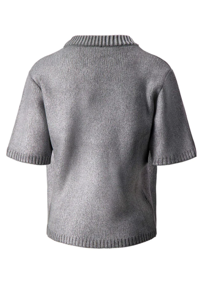 Zusss | Kurzarmpullover silber